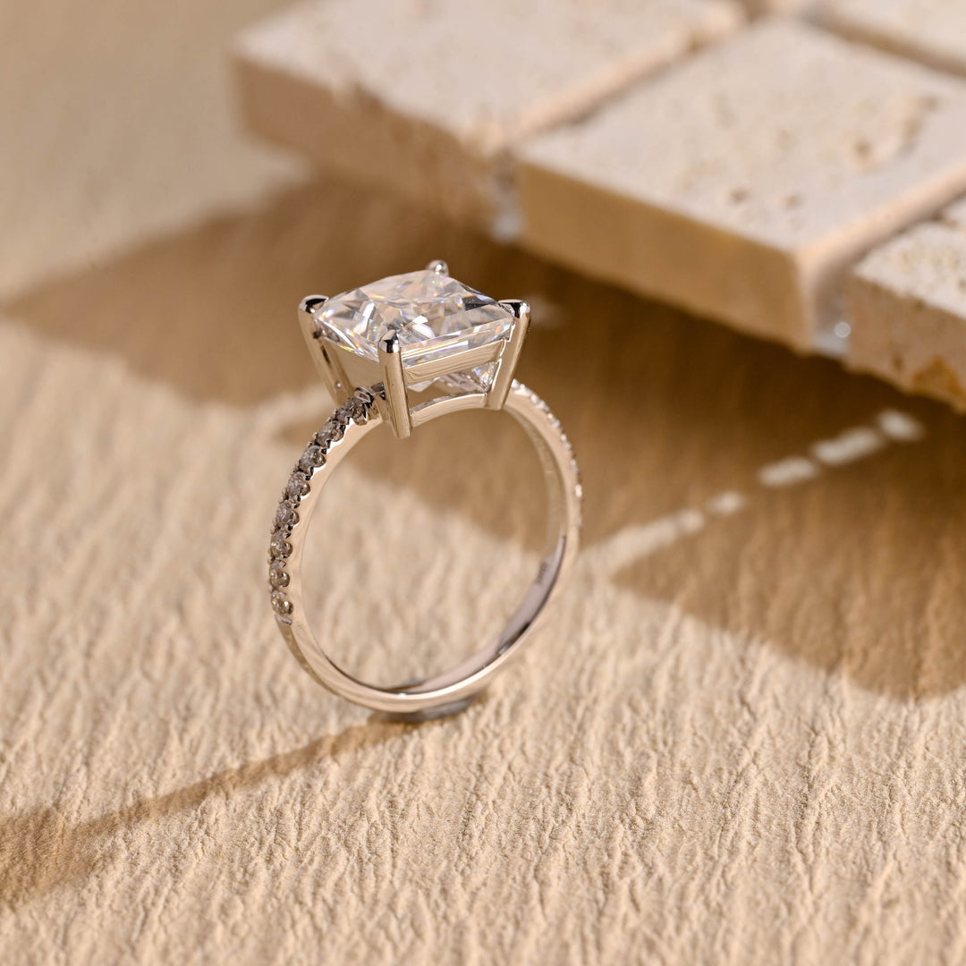 2.0ct-3.0ct Princess Cut Lab Grown Diamond Pave Engagement Ring