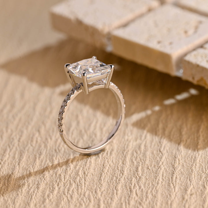 2.0ct-3.0ct Princess Cut Lab Grown Diamond Pave Engagement Ring