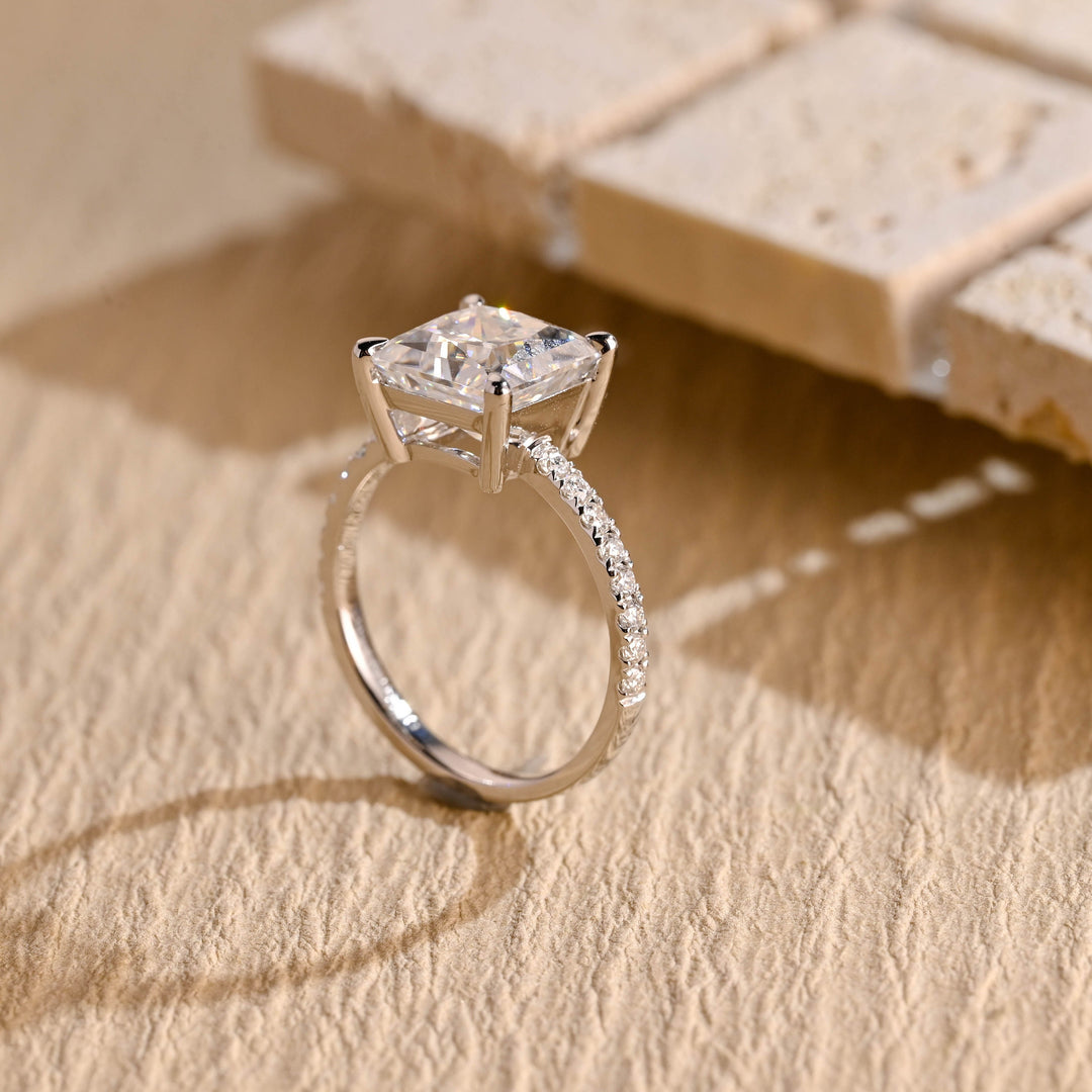 2.0ct-3.0ct Princess Cut Lab Grown Diamond Pave Engagement Ring
