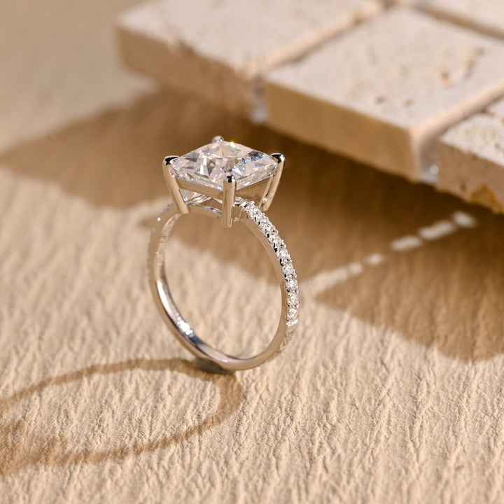 2.0ct-3.0ct Princess Cut Lab Grown Diamond Pave Engagement Ring