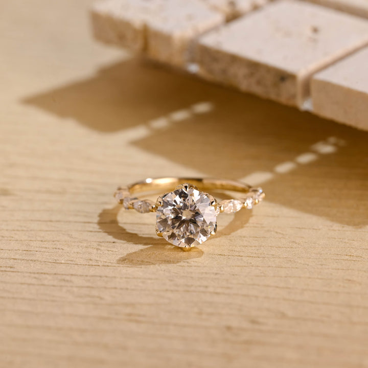 2.0ct-3.0ct Round Cut Lab Grown Diamond Tulip Set Engagement Ring