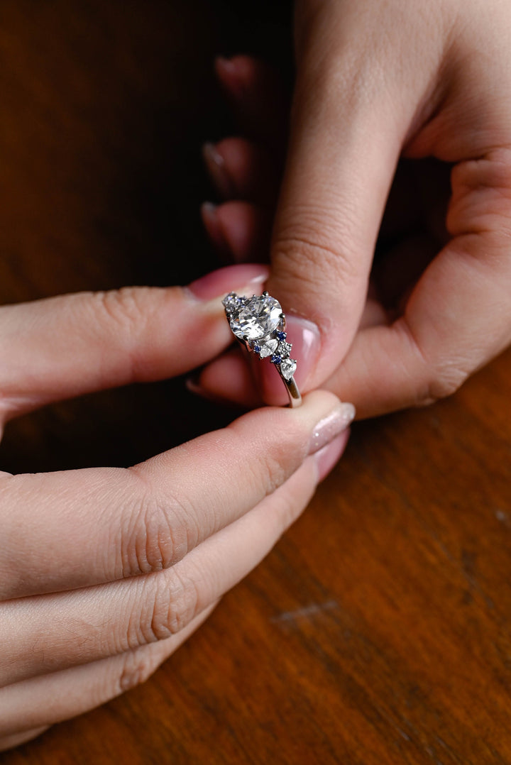 1.50ct-2.50ct Oval Cut Lab Grown Diamond Cluster Engagement Ring