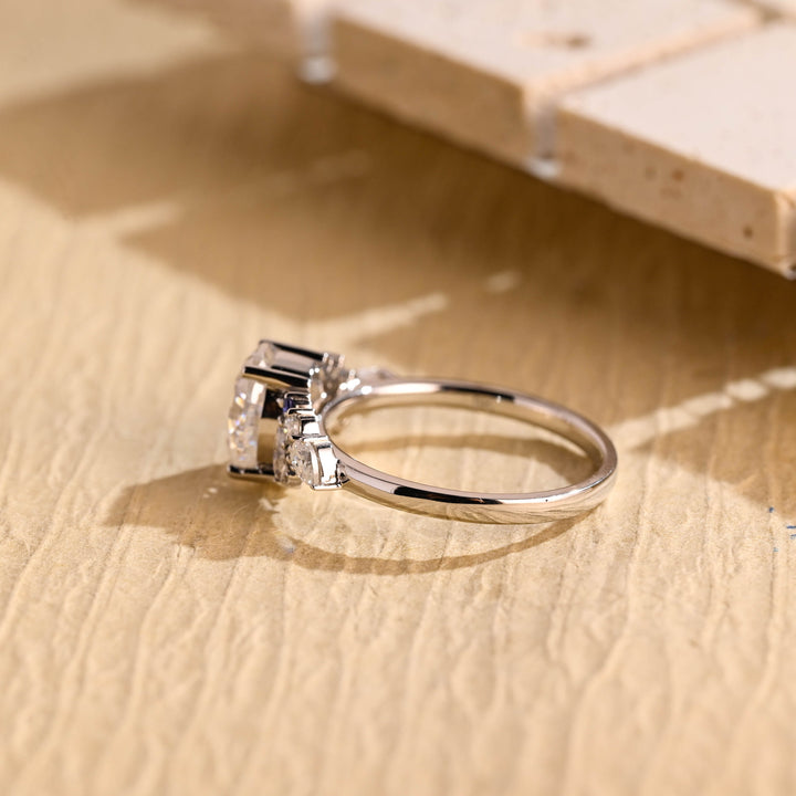 1.50ct-2.50ct Oval Cut Lab Grown Diamond Cluster Engagement Ring