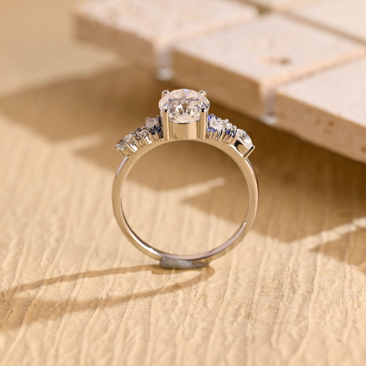1.50ct-2.50ct Oval Cut Lab Grown Diamond Cluster Engagement Ring