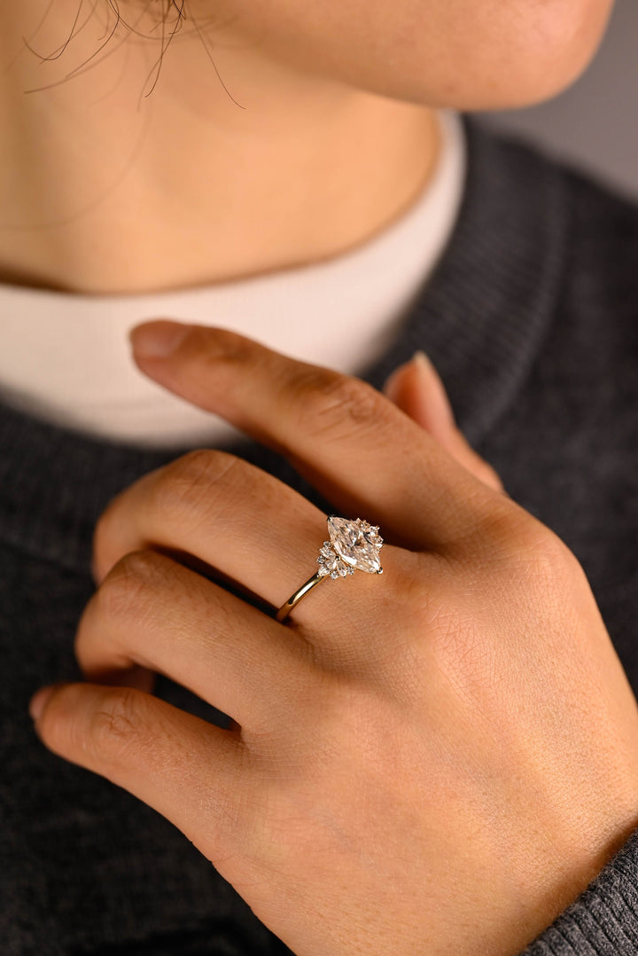 1.50ct-2.50ct Marquise Cut Lab Grown Diamond Cluster Engagement Ring