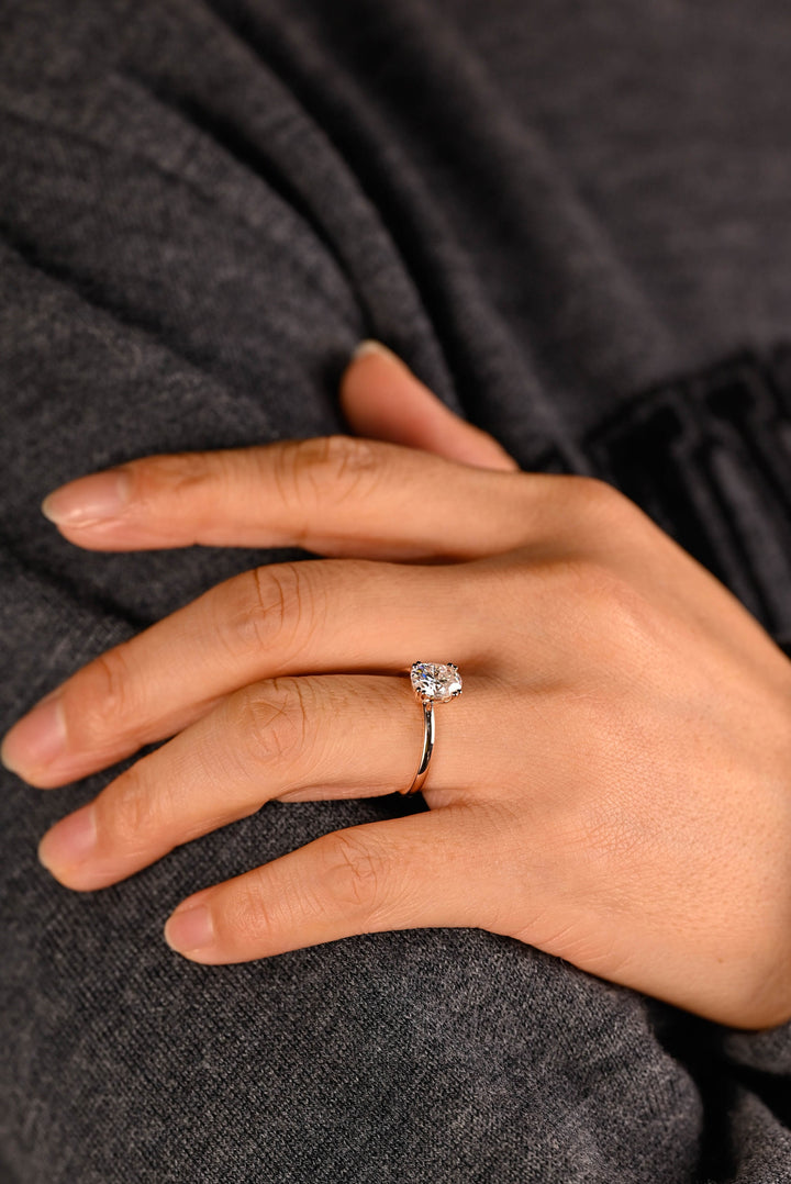 1.50ct-2.50ct Oval Cut Lab Grown Diamond Solitaire Engagement Ring