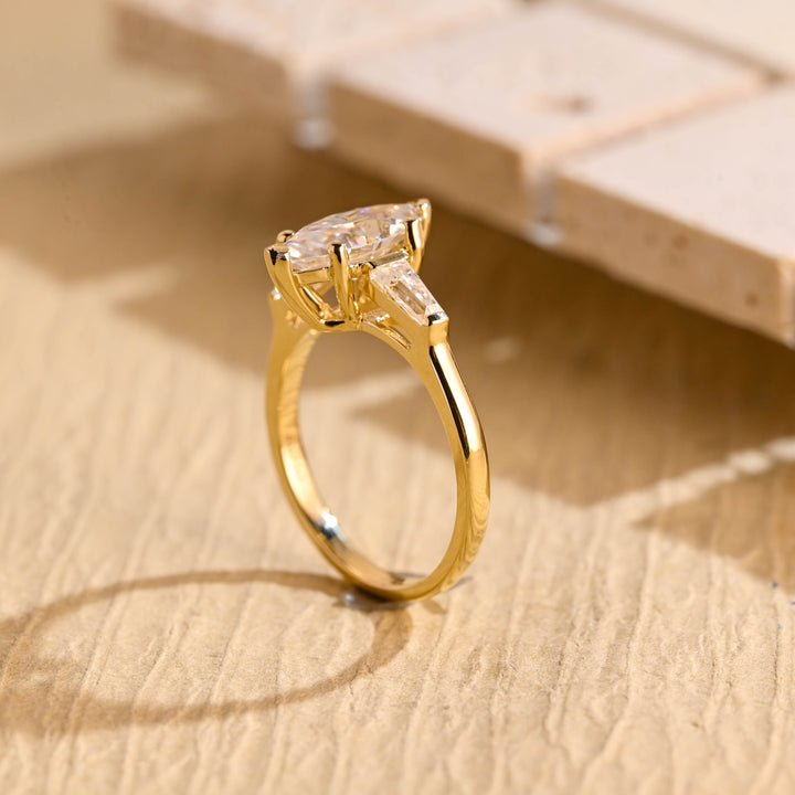 1.0ct-2.0ct Marquise Cut Lab Grown Diamond Three Stone Engagement Ring