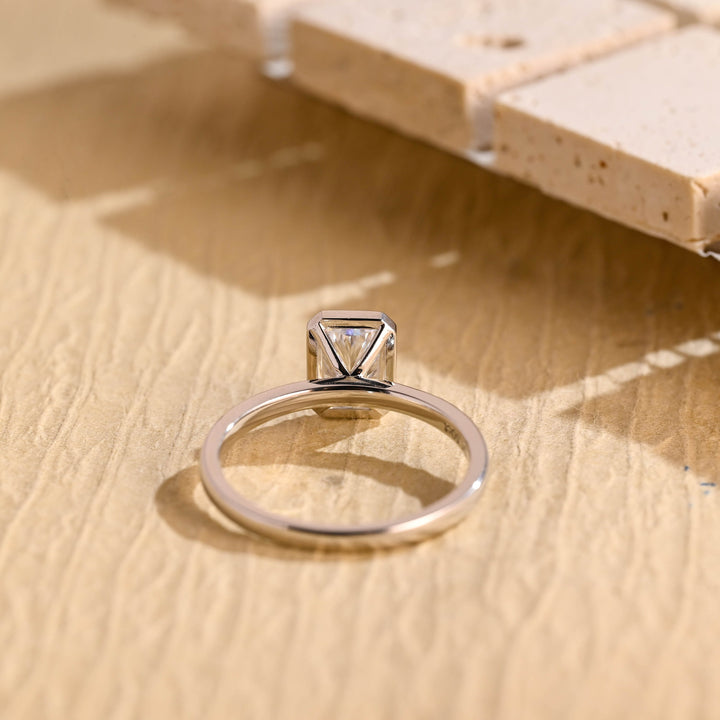 1.0ct-2.0ct Bezel Set Radiant Cut Lab Grown Diamond Engagement Ring