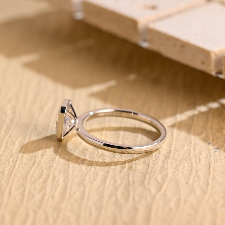1.0ct-2.0ct Bezel Set Radiant Cut Lab Grown Diamond Engagement Ring