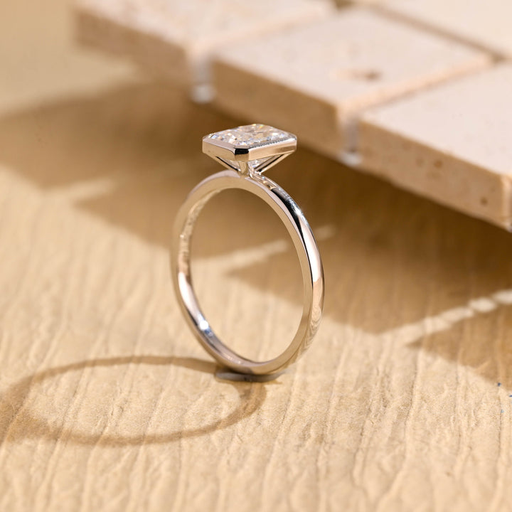 1.0ct-2.0ct Bezel Set Radiant Cut Lab Grown Diamond Engagement Ring