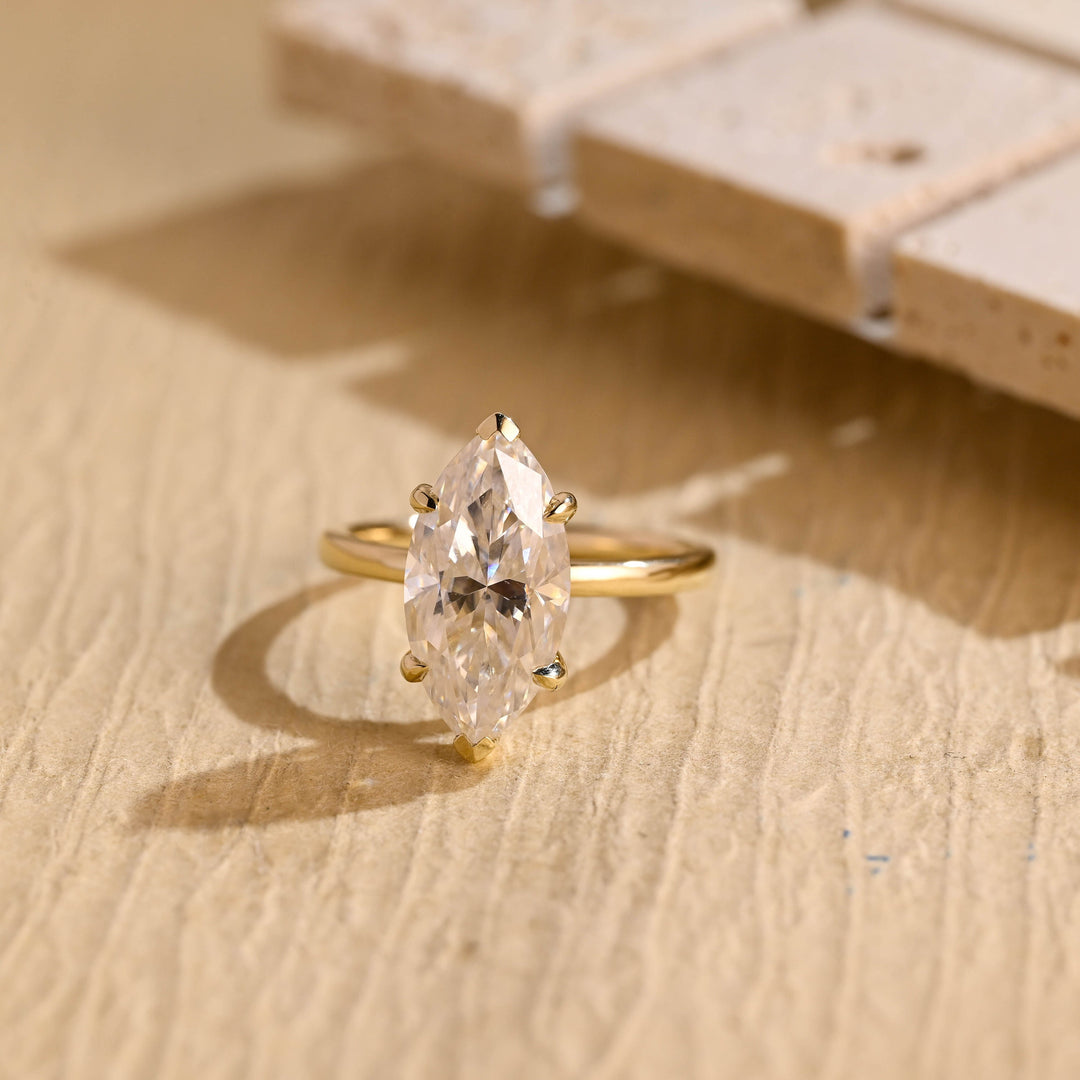 2.50ct-3.50ct Marquise Cut Lab Grown Diamond Hidden Halo Engagement Ring
