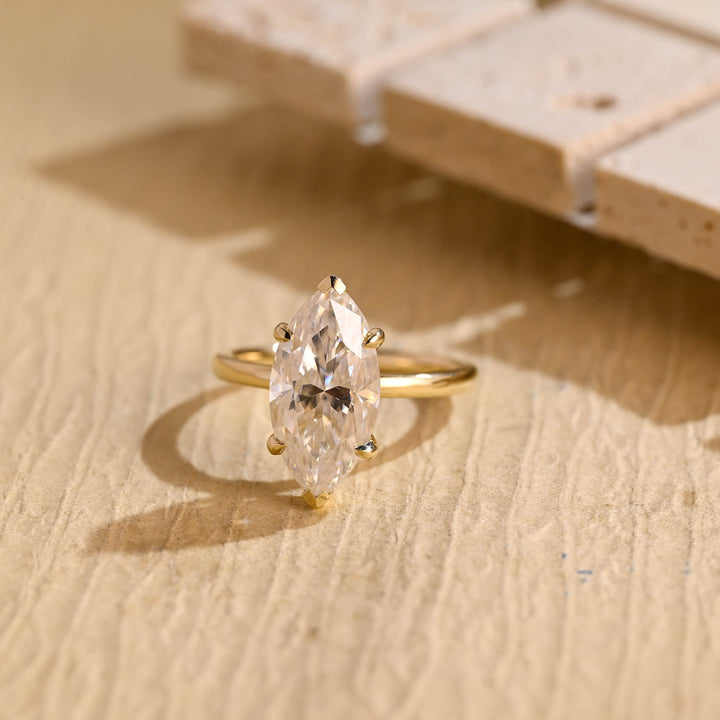 2.50ct-3.50ct Marquise Cut Lab Grown Diamond Hidden Halo Engagement Ring