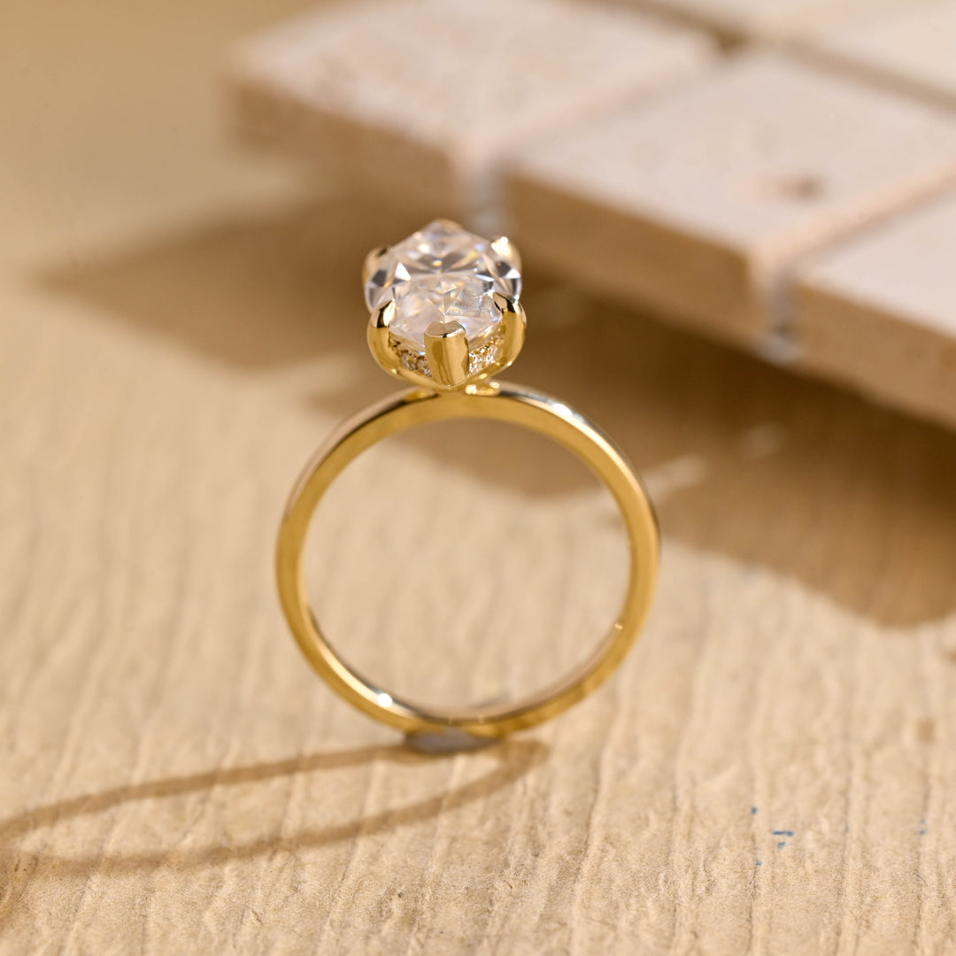2.50ct-3.50ct Marquise Cut Lab Grown Diamond Hidden Halo Engagement Ring