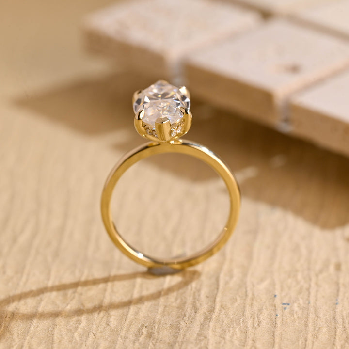 2.50ct-3.50ct Marquise Cut Lab Grown Diamond Hidden Halo Engagement Ring