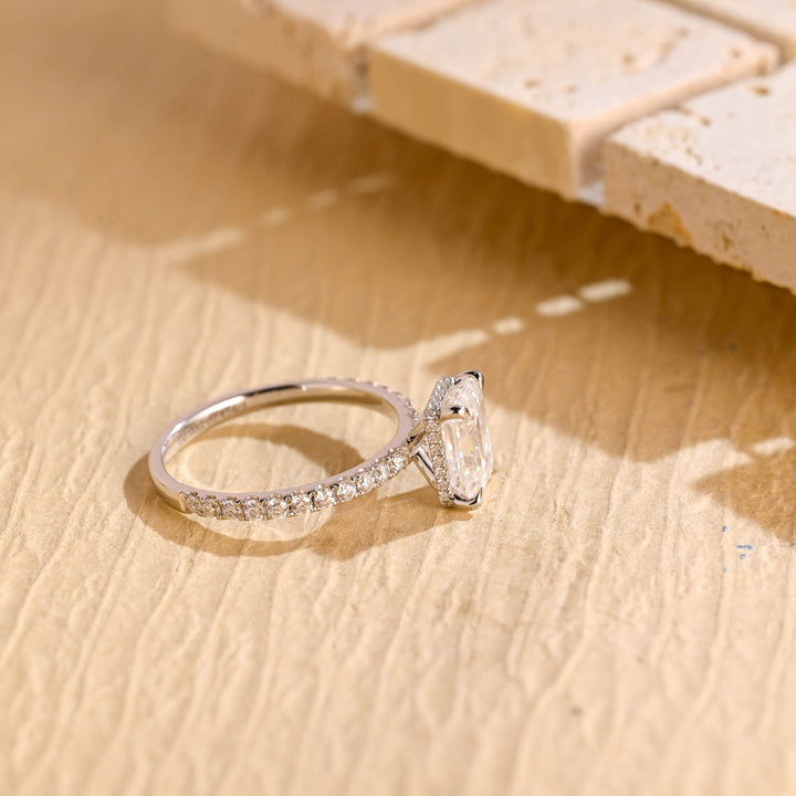 1.0ct-2.0ct Emerald Cut Lab Grown Diamond Hidden Halo Engagement Ring