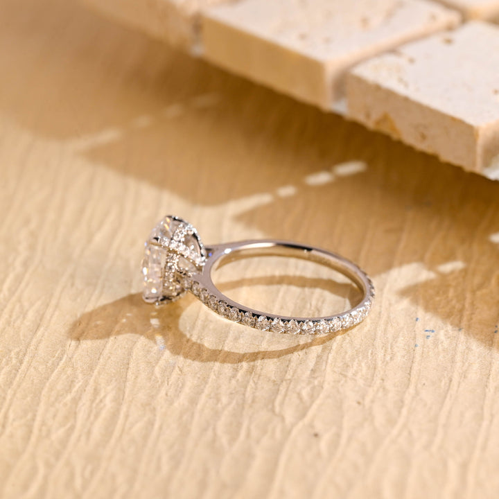 1.50ct-2.50ct Oval Cut Lab Grown Diamond Hidden Halo Engagement Ring