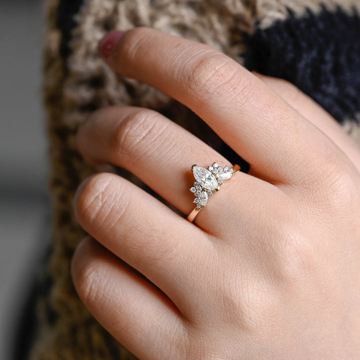 1.0ct-2.0ct Marquise Cut Lab Grown Diamond Cluster Engagement Ring