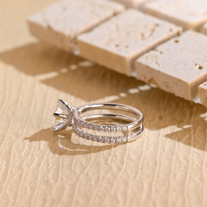 1.0ct-2.0ct Heart Cut Lab Grown Diamond Double Pave Engagement Ring