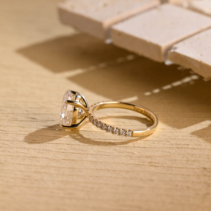 2.50ct-3.50ct Oval Cut Lab Grown Diamond Pave Engagement Ring