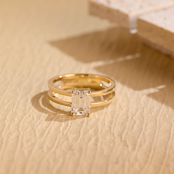 1.50ct-2.50ct Emerald Cut Lab Grown Diamond Solitaire Engagement Ring