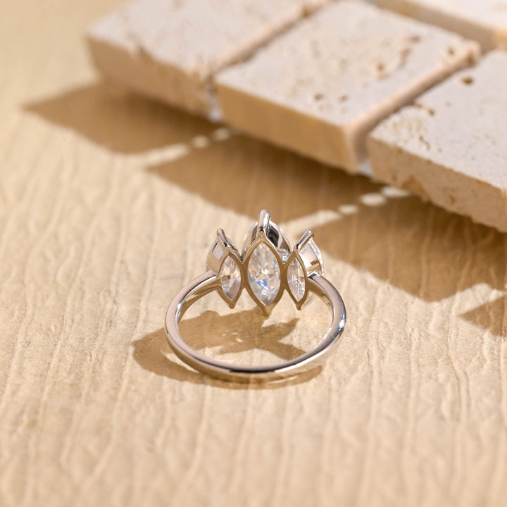 1.50ct-2.50ct Marquise Cut Lab Grown Diamond Three Stone Engagement Ring