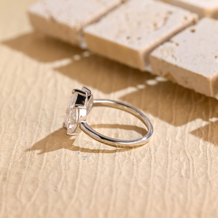 1.50ct-2.50ct Marquise Cut Lab Grown Diamond Three Stone Engagement Ring