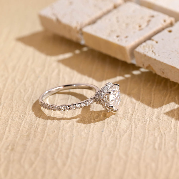 1.50ct-2.50ct Heart Cut Lab Grown Diamond Halo Engagement Ring