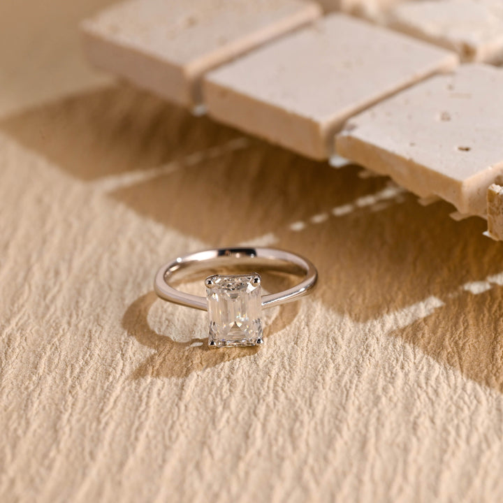 2.0ct-3.0ct Emerald Cut Lab Grown Solitaire Diamond Engagement Ring
