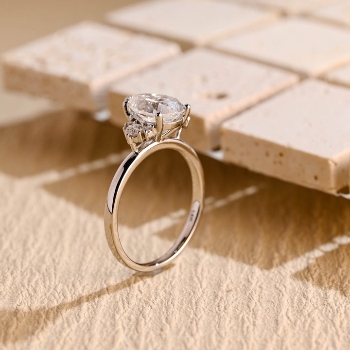 1.50ct-2.50ct Pear Cut Lab Grown Diamond Cluster Engagement Ring