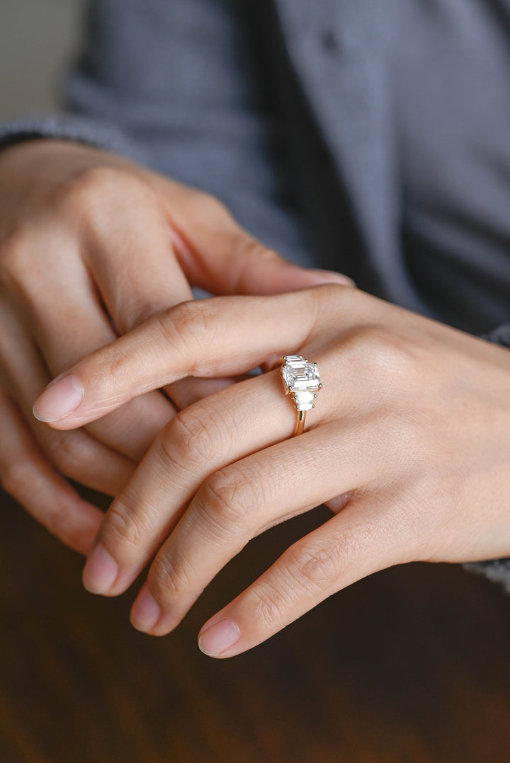 1.50ct-2.50ct Emerald Cut Lab Grown Diamond Five Stone Engagement Ring