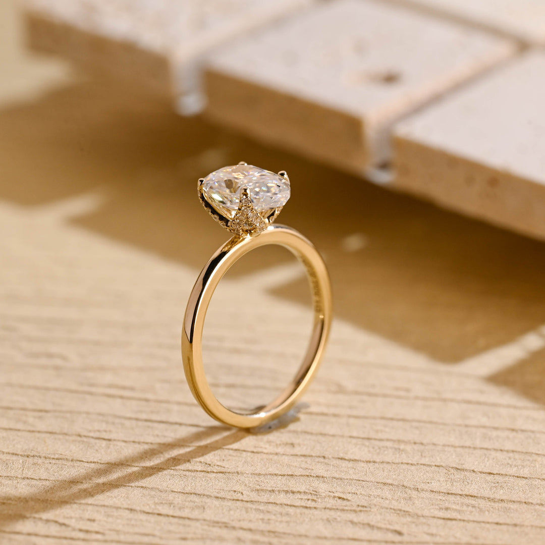 2.0ct-3.0ct Pear Cut Lab Grown Diamond Tulip Set Engagement Ring