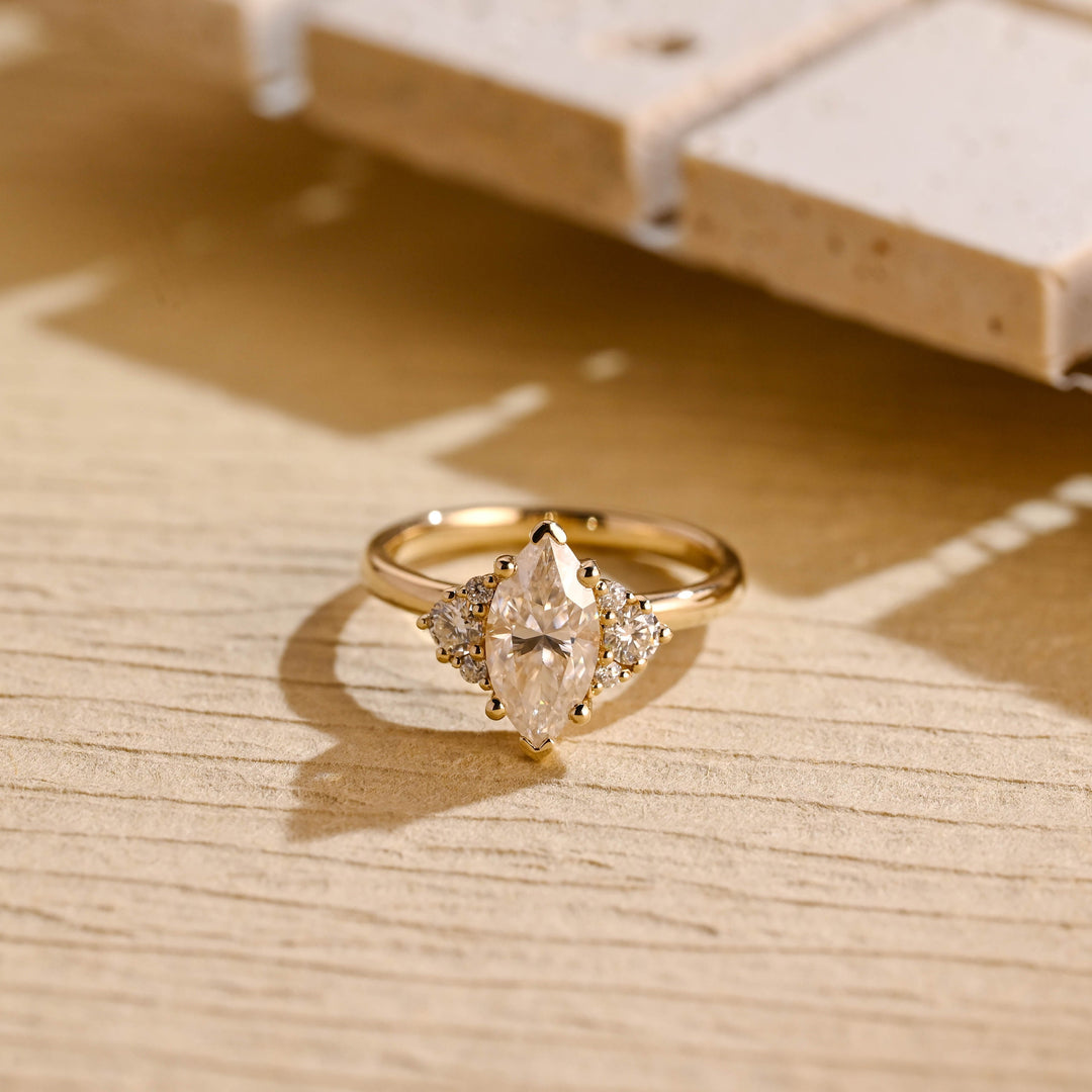1.50ct-2.50ct Marquise Cut Lab Grown Diamond Cluster Engagement Ring