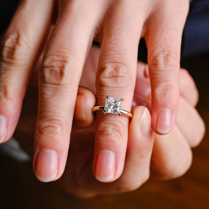1.50ct-2.50ct Princess Cut Lab Grown Diamond Hidden Halo Engagement Ring