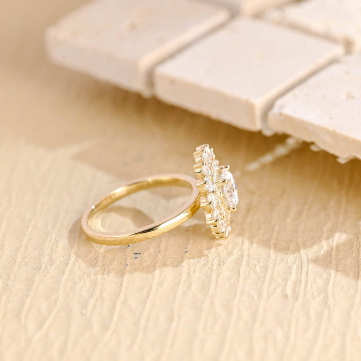 1.0ct-2.0ct Round Cut Lab Grown Diamond Double Halo Engagement Ring