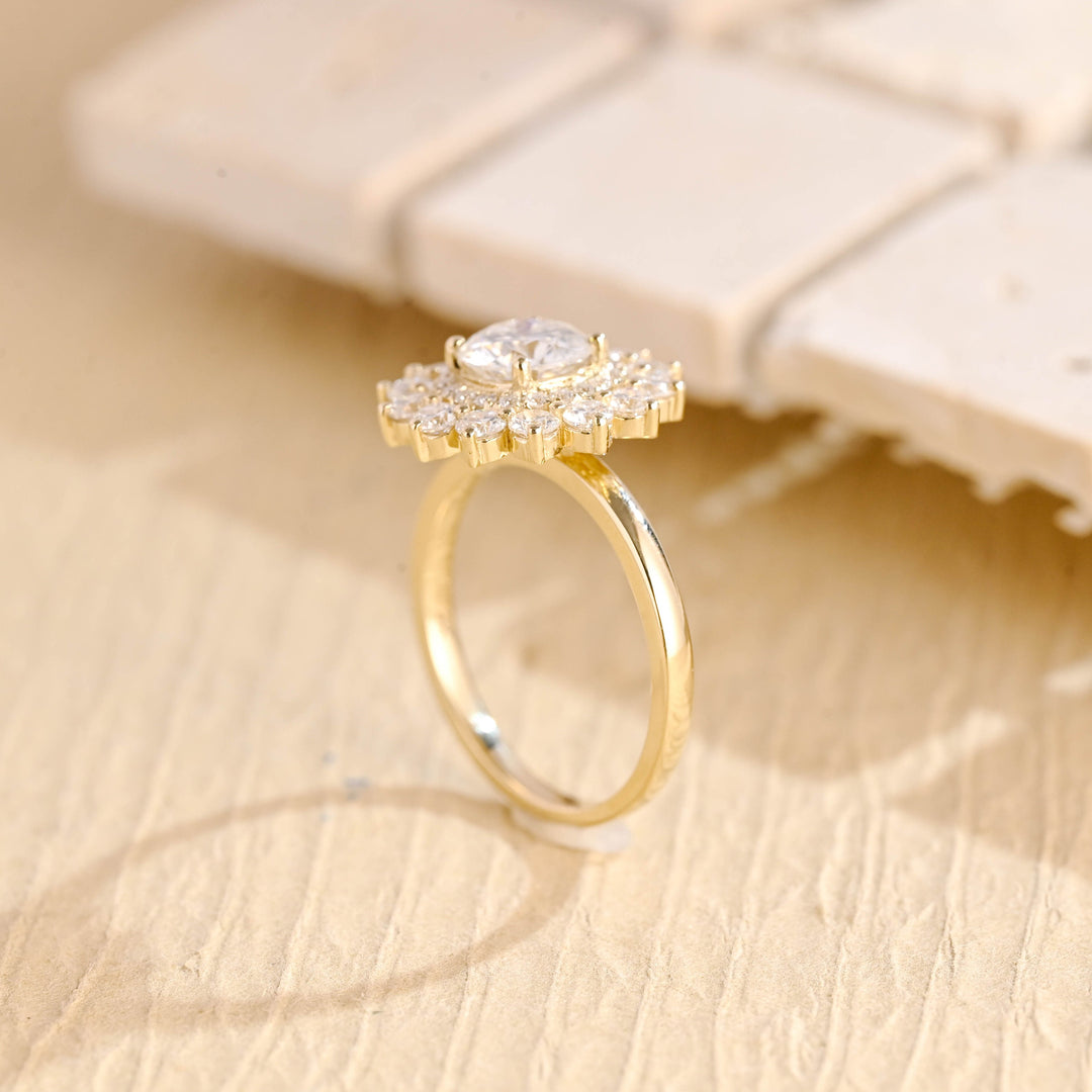 1.0ct-2.0ct Round Cut Lab Grown Diamond Double Halo Engagement Ring
