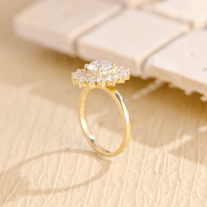1.0ct-2.0ct Round Cut Lab Grown Diamond Double Halo Engagement Ring