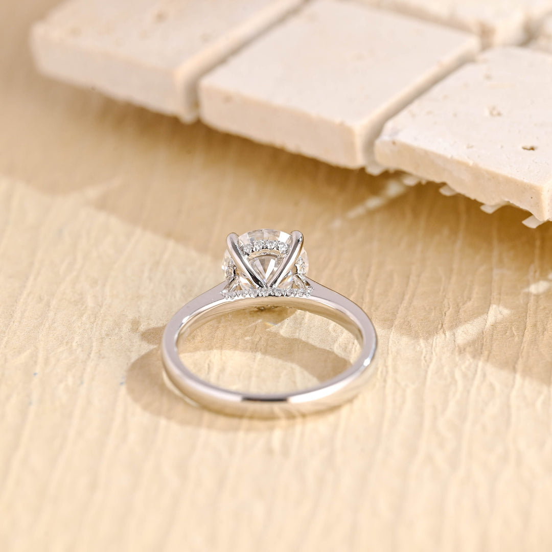2.0ct-3.0ct Round Cut Lab Grown Diamond Hidden Halo Engagement Ring