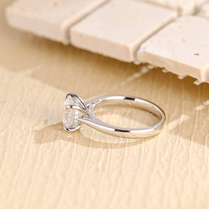 2.0ct-3.0ct Round Cut Lab Grown Diamond Hidden Halo Engagement Ring