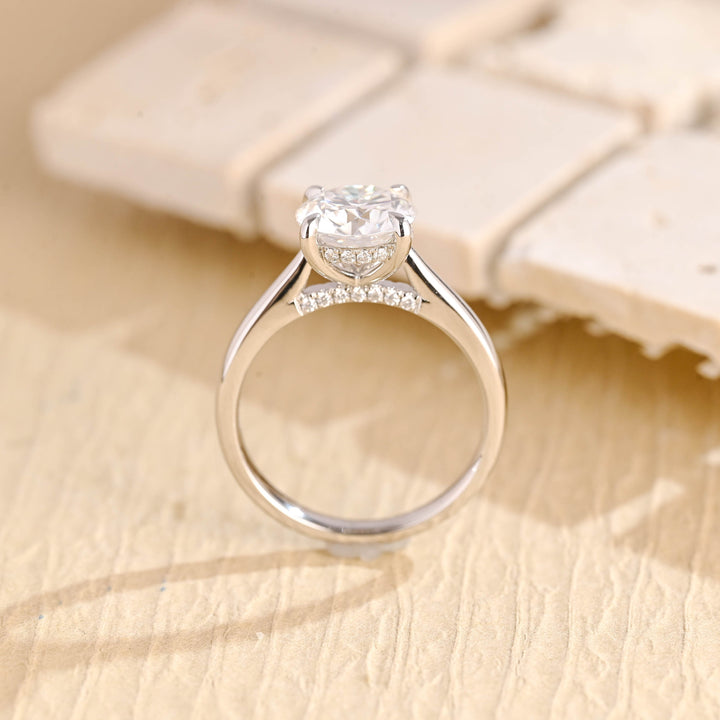 2.0ct-3.0ct Round Cut Lab Grown Diamond Hidden Halo Engagement Ring