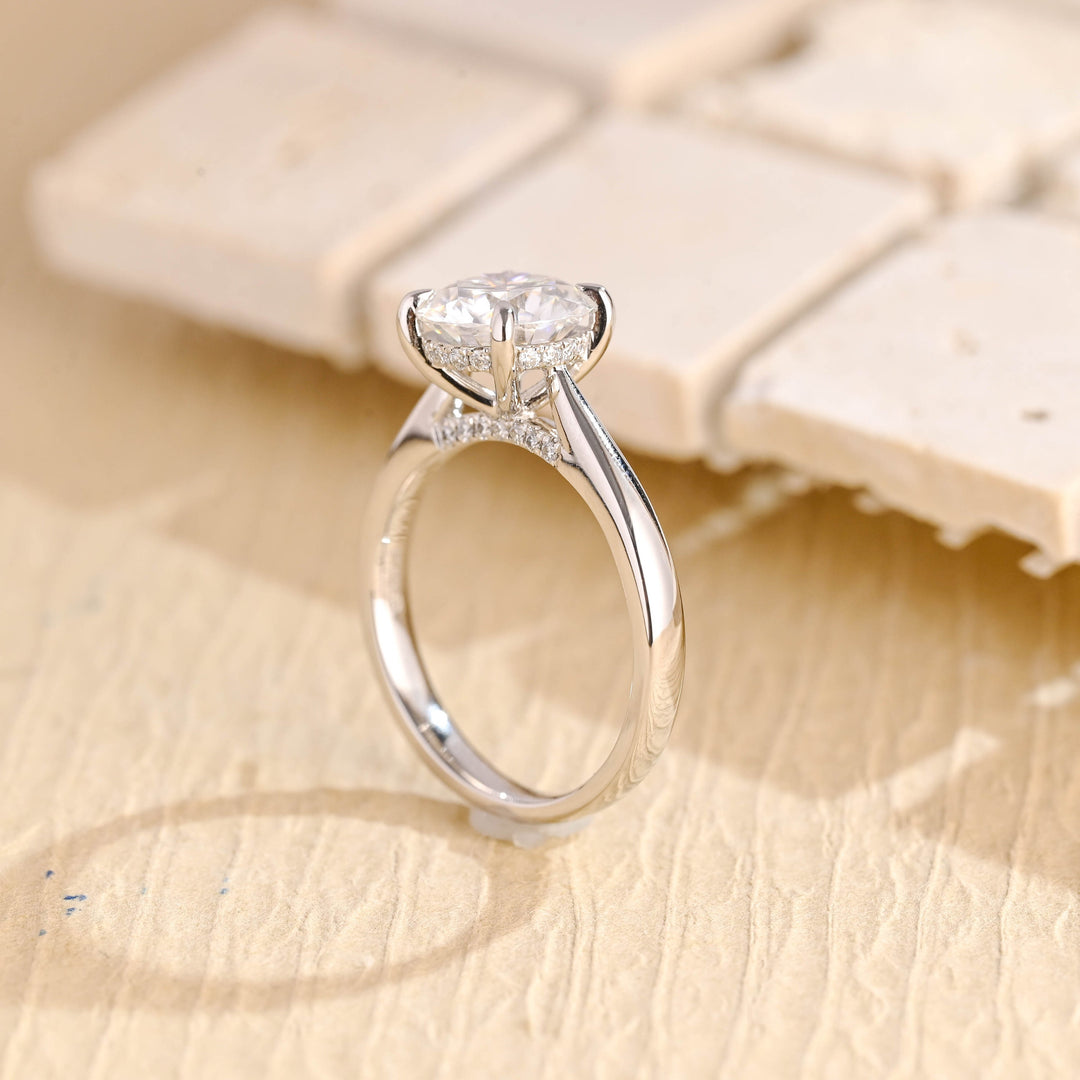 2.0ct-3.0ct Round Cut Lab Grown Diamond Hidden Halo Engagement Ring