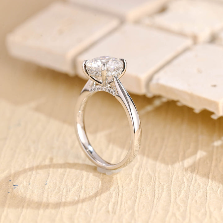 2.0ct-3.0ct Round Cut Lab Grown Diamond Hidden Halo Engagement Ring