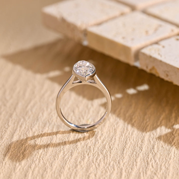 2.0ct-3.0ct Bezel Set Marquise Cut Lab Grown Diamond Engagement Ring