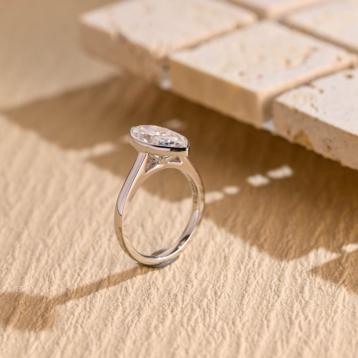 2.0ct-3.0ct Bezel Set Marquise Cut Lab Grown Diamond Engagement Ring