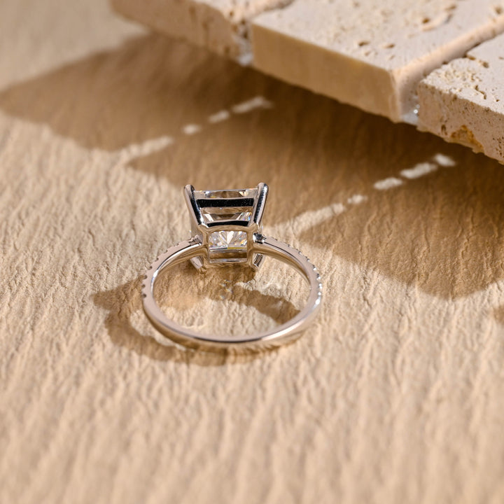 2.0ct-3.0ct Princess Cut Lab Grown Diamond Pave Engagement Ring
