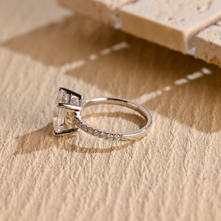 2.0ct-3.0ct Princess Cut Lab Grown Diamond Pave Engagement Ring