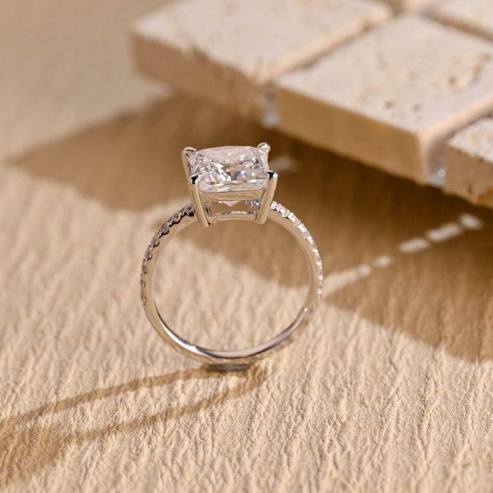 2.0ct-3.0ct Princess Cut Lab Grown Diamond Pave Engagement Ring