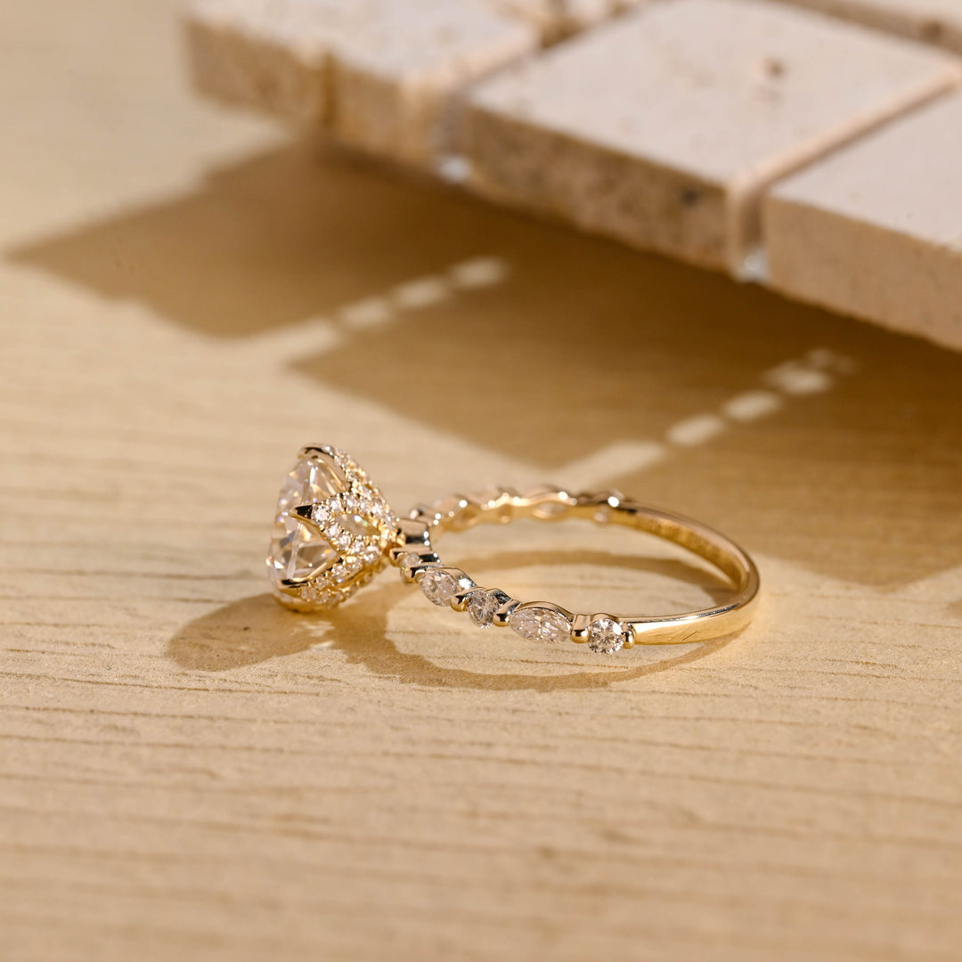 2.0ct-3.0ct Round Cut Lab Grown Diamond Tulip Set Engagement Ring