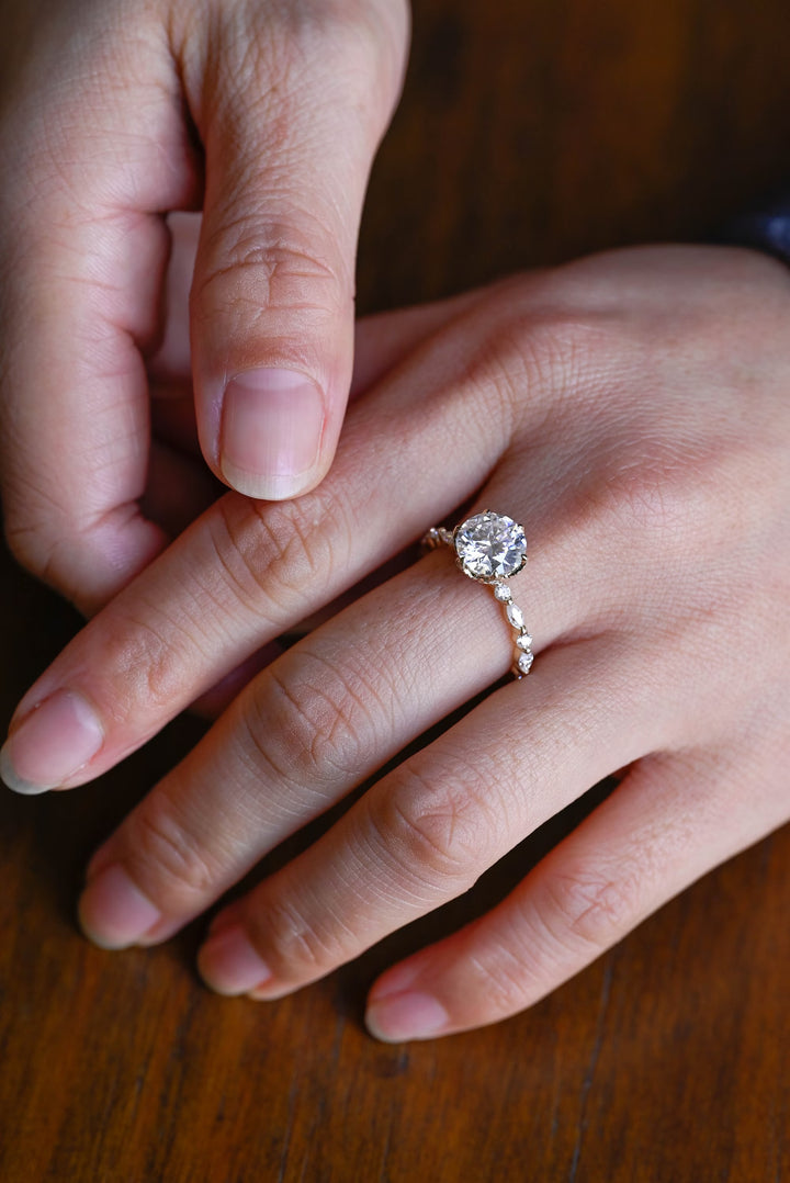 2.0ct-3.0ct Round Cut Lab Grown Diamond Tulip Set Engagement Ring