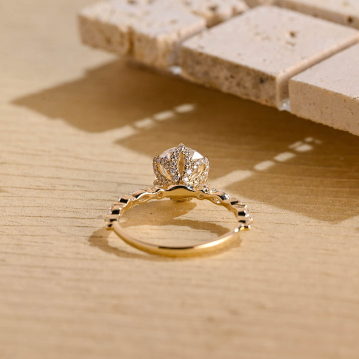 2.0ct-3.0ct Round Cut Lab Grown Diamond Tulip Set Engagement Ring