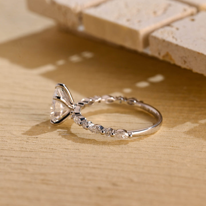 1.0ct-2.0ct Pear Cut Lab Grown Diamond Pave Engagement Ring
